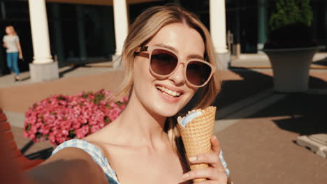 woman enjoying an ice cream on a summer day