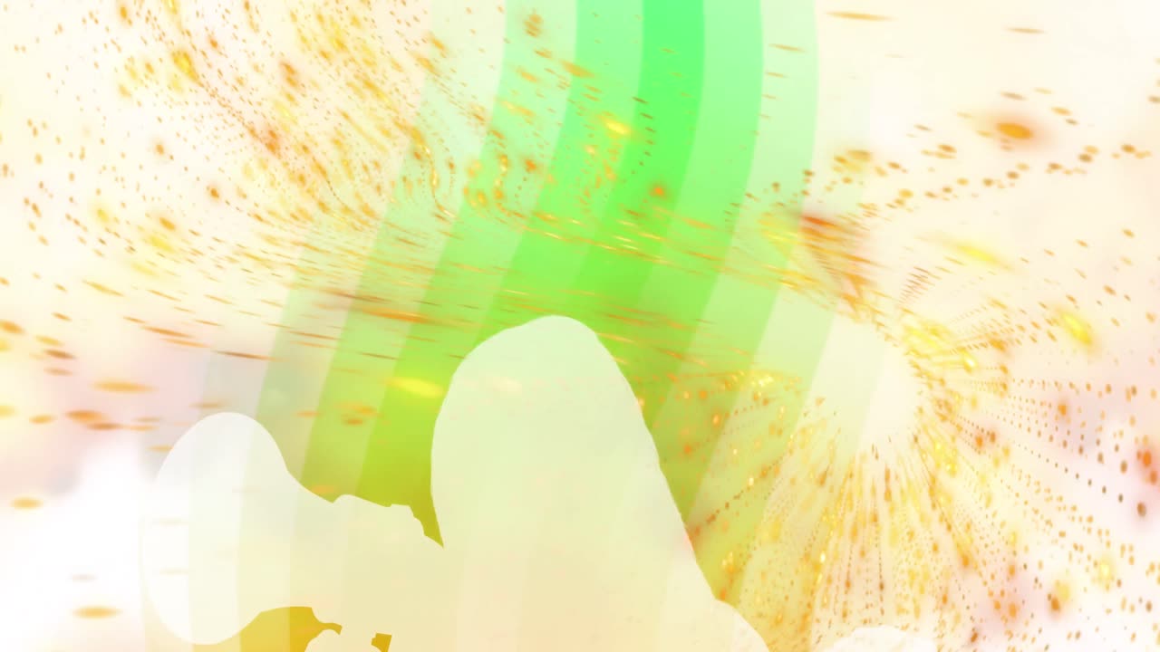 animación de formas que se mueven sobre la silueta de la pareja.