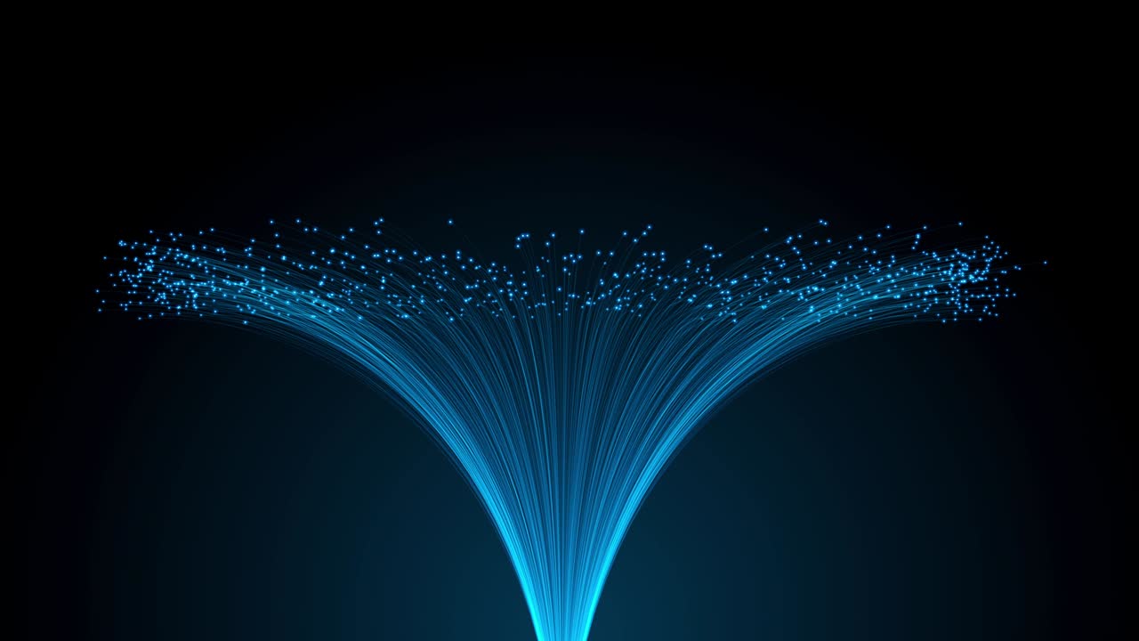 bundle of optical fibres, animation of distribution of the light signal 4K