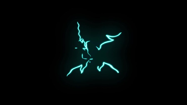 Scintille elettriche ciano animate su sfondo nero