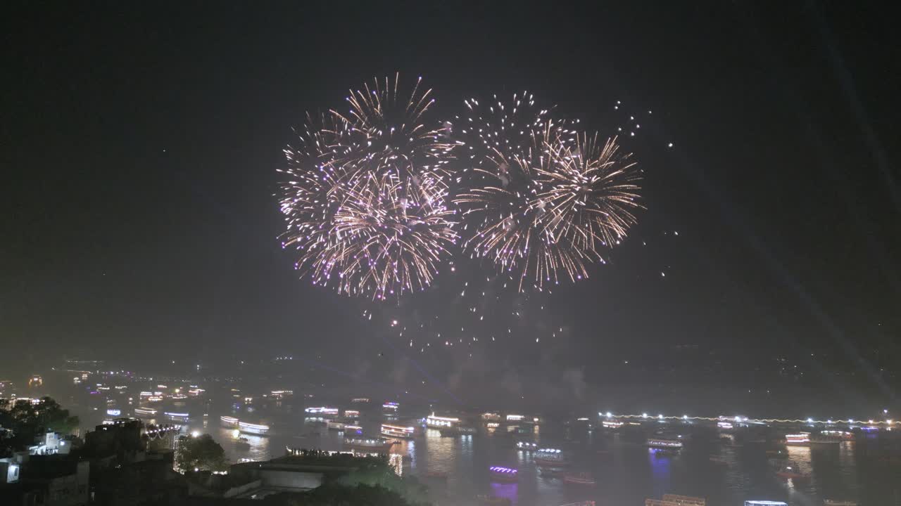 Aerial View of Dev Deepawali Varanasi Fire Cracker