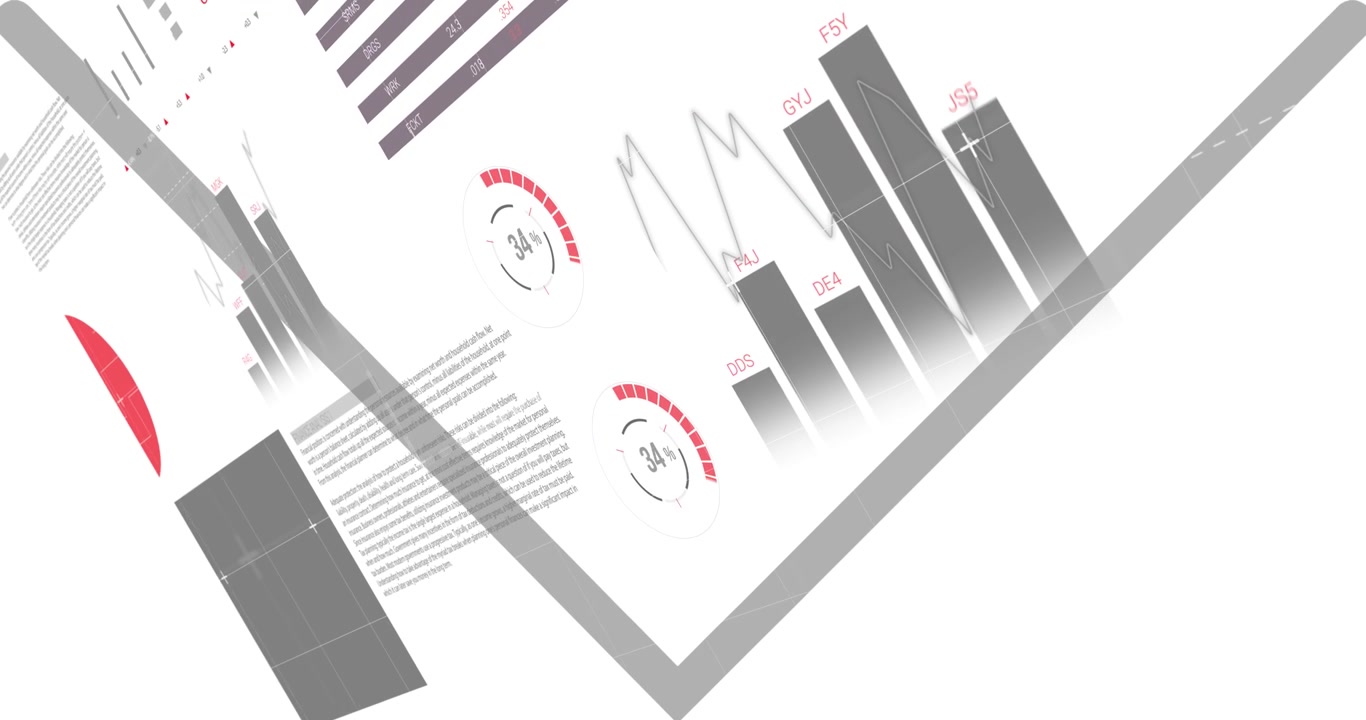 Animated Financial Data Charts and Graphs on White Background