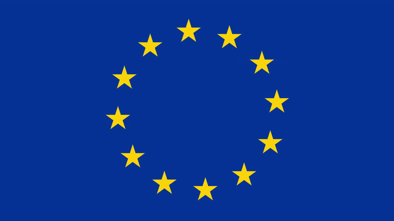 Animation of circle of yellow stars on blue background