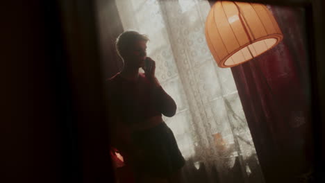 woman in a retro room