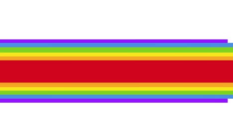 animation of love and pride text with flag over rainbow stripes