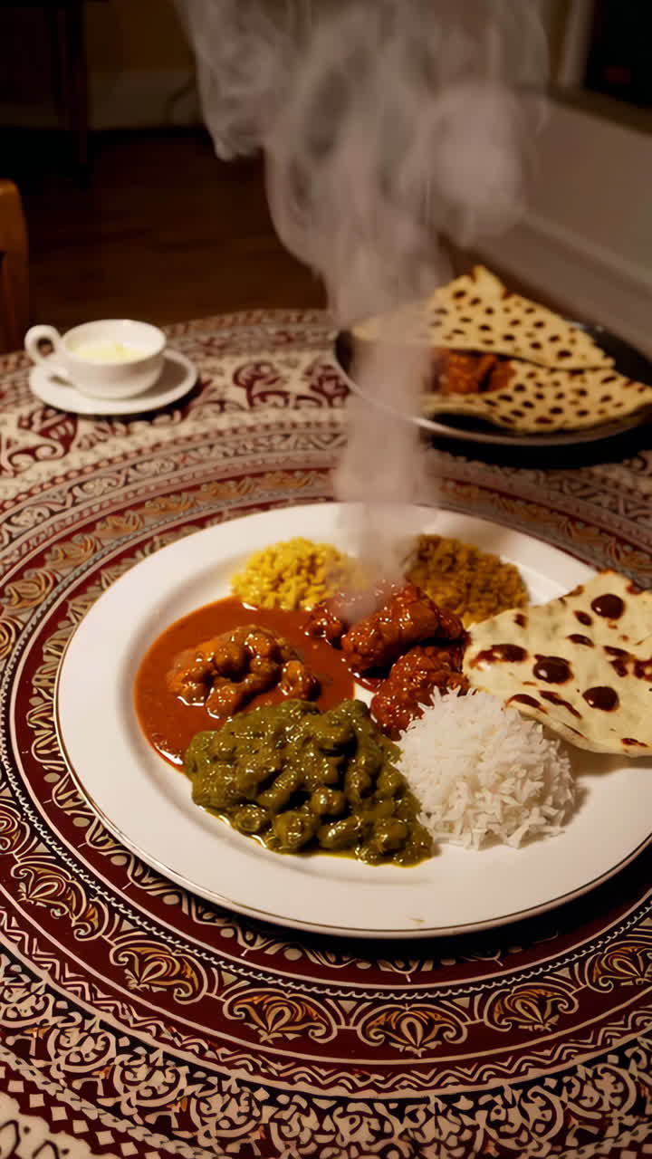 Delicious Indian Thali with Smoke