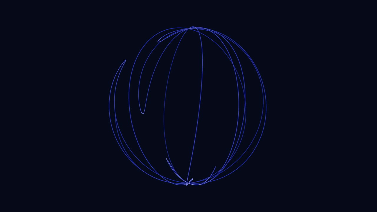 Curved blue line creates intricate 3d shape on black background