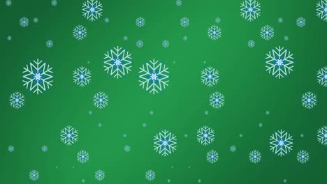 animation of snowflakes falling on green background