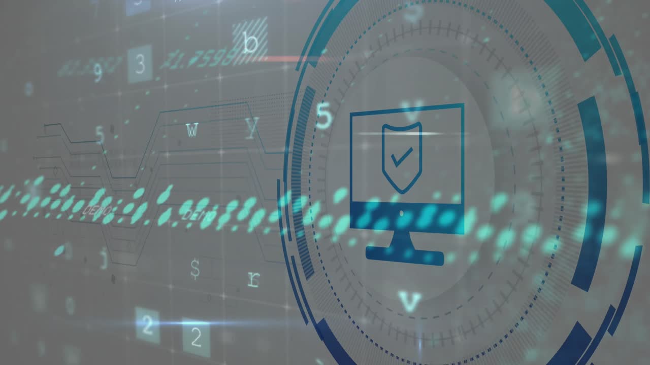 ⁇ 색 배경에 데이터 처리에 대한 컴퓨터 아이콘의 애니메이션