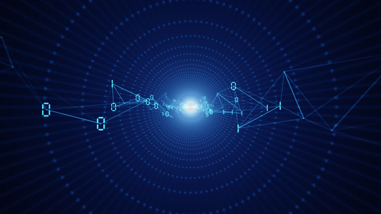 Information flow futuristic matrix transfer digital code numbers big data tunnel 3d rendering