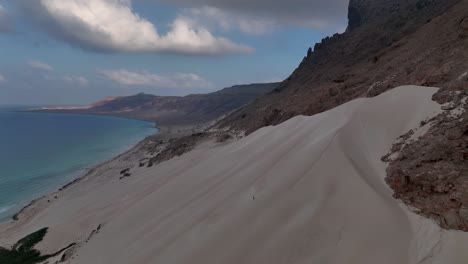 white sand dunes on the shore of arher beach in socotra island, yemen