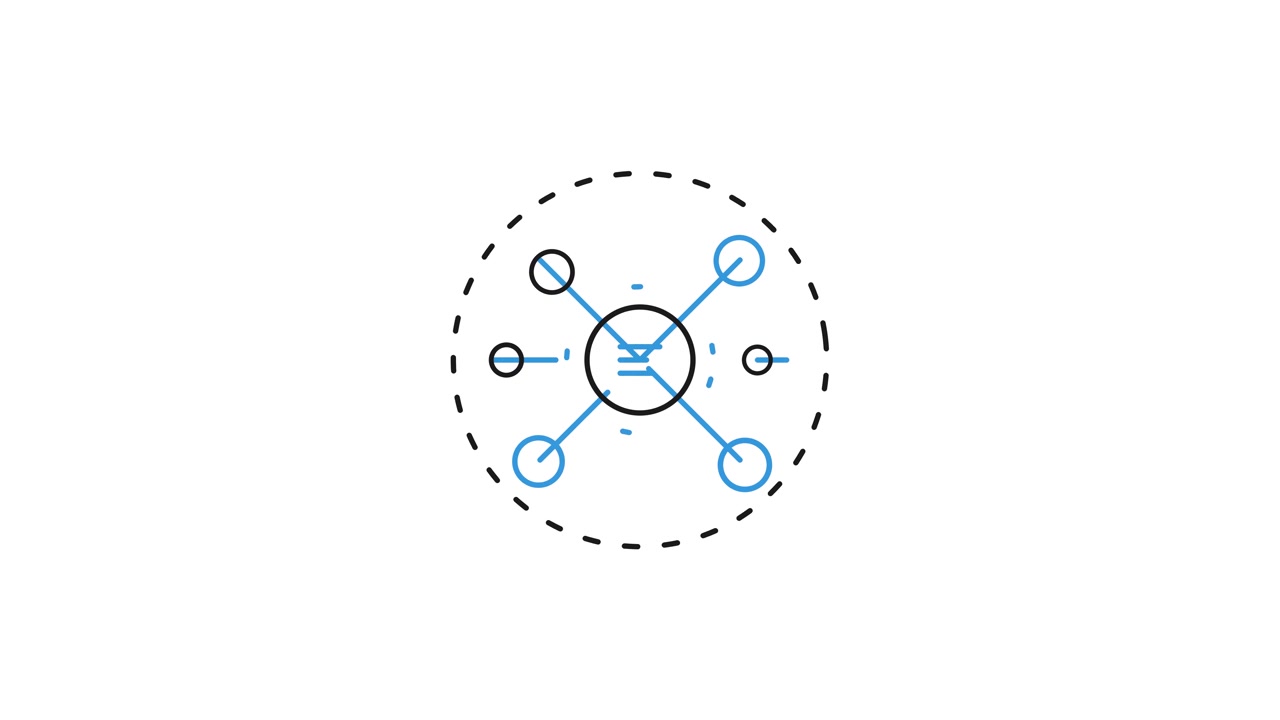 Animated Network Node Diagram Connecting Circular Elements