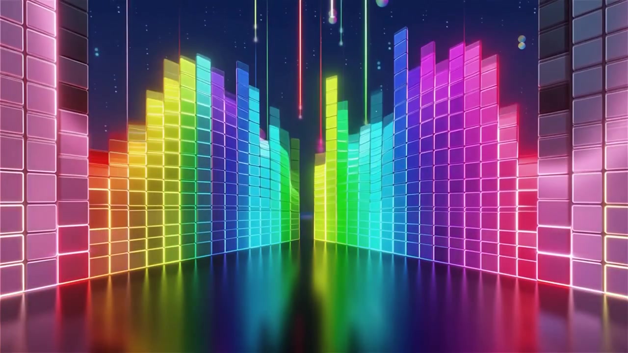 Futuristic Rainbow Neon Music Equalizer Visualizer Background