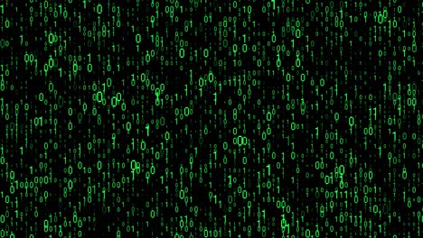 Green matrix background. Technology stream binary code. Falling numbers on screen. Programming, hacking and encryption. 3d rendering.