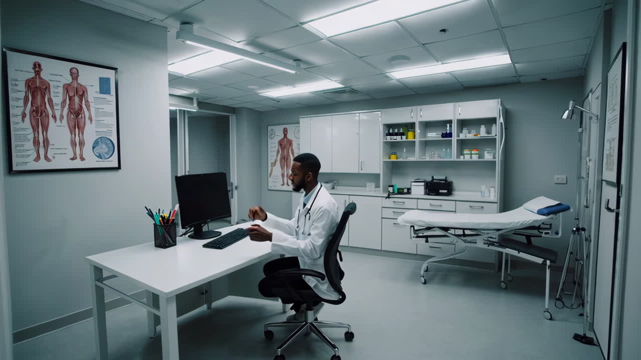 Dokter in het medisch kantoor