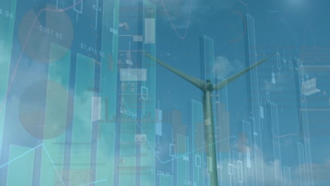 Animation-of-graphs-and-financial-data-over-wind-turbine