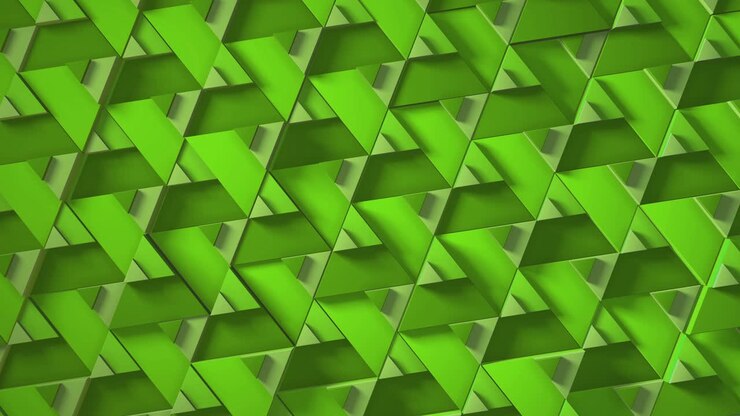 Emerald green color of minimalism. top view 3d rendering of looped animation with the movement of geometric triangles. Endless background for presentation. Business animation