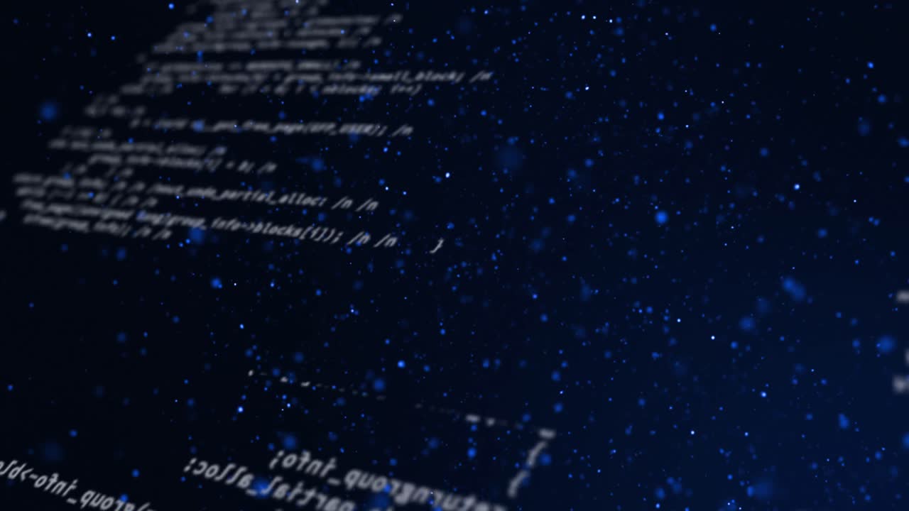 animación del procesamiento de datos sobre puntos azules de luz