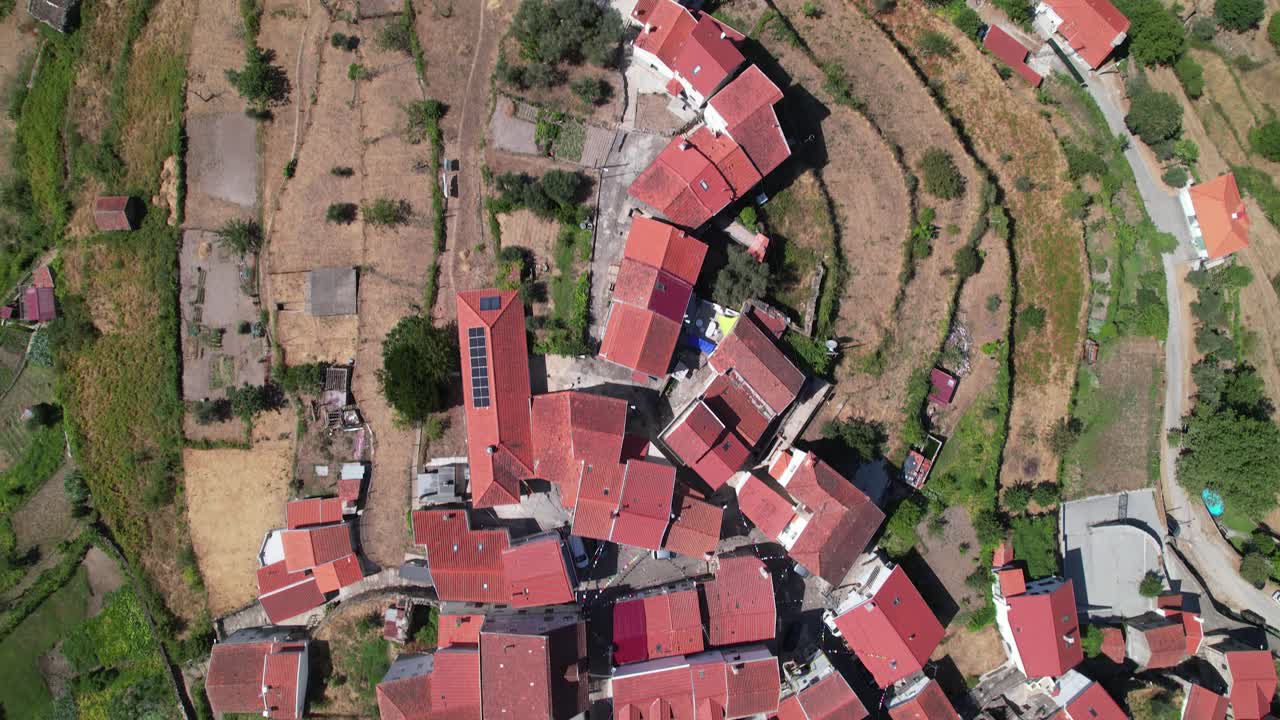 Drone shot Village of Loriga, Serra da Estrela in Portugal