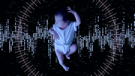 futursitic biometric scan of a newborn baby girl.