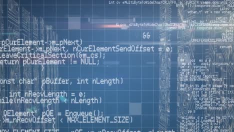 animation of data processing and computer circuit boards on grid