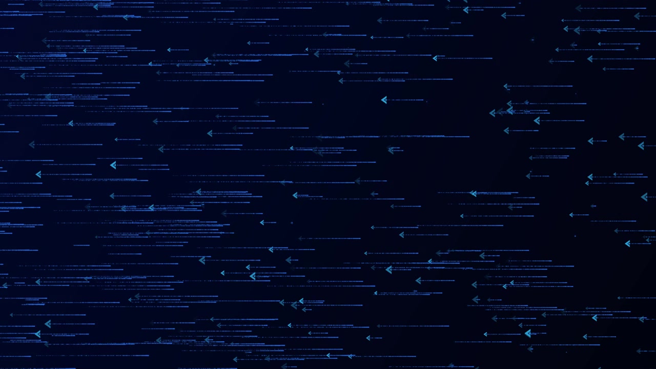 Abstract Digital Background with Moving Blue Arrows and Data Streams