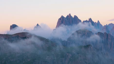 early morning national nature park tre cime in the dolomites alps. beautiful nature of italy.