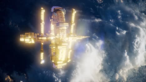la tierra y la nave espacial. nave espacial sobre la tierra