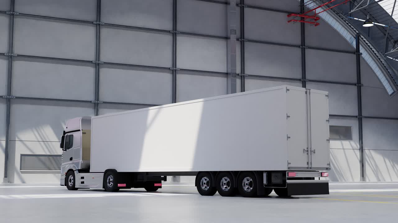 3D contemporary trailer parked in spacious garage
