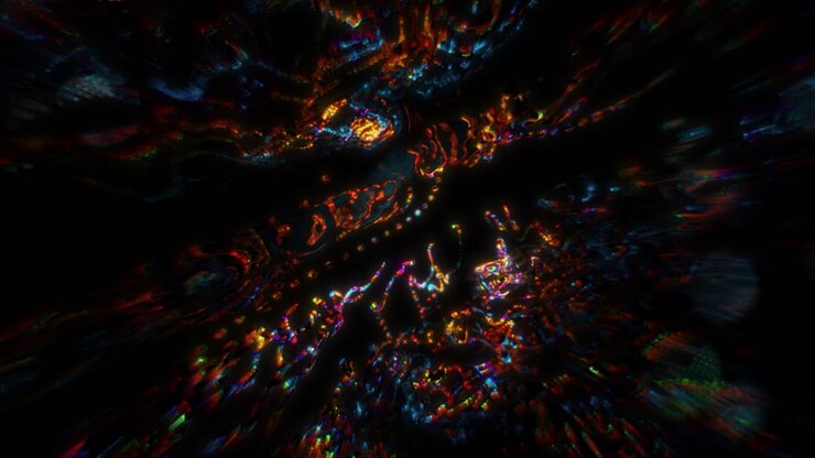 Abstract Psychedelic Digital Vortex with Vibrant Light Trails