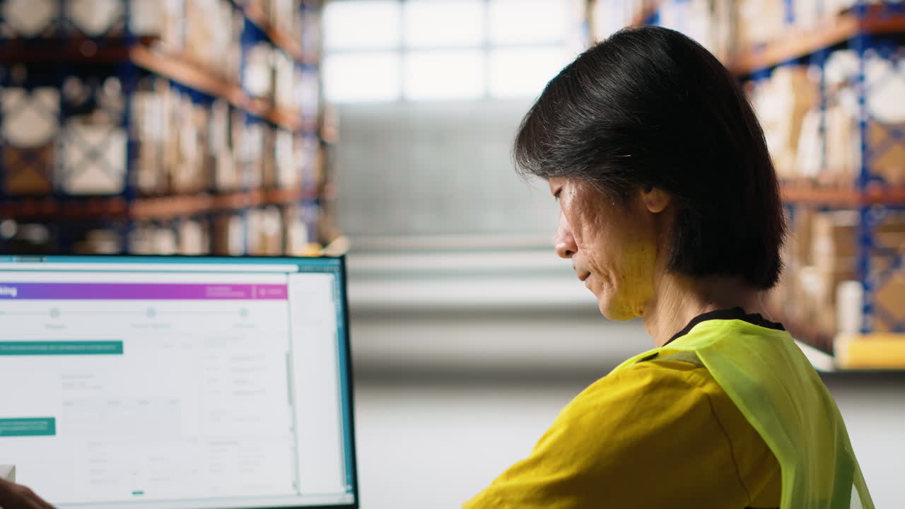 Male staff member does inventory check and registering parcels