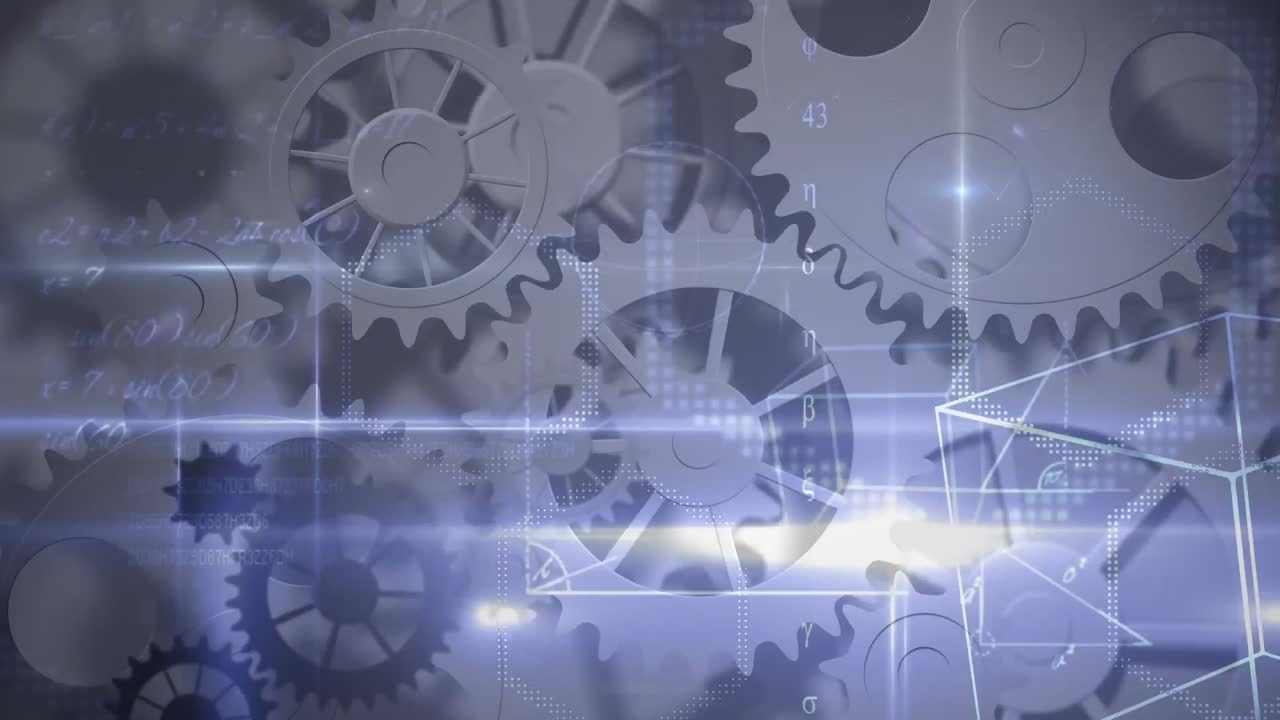 animación de ecuaciones matemáticas sobre engranajes