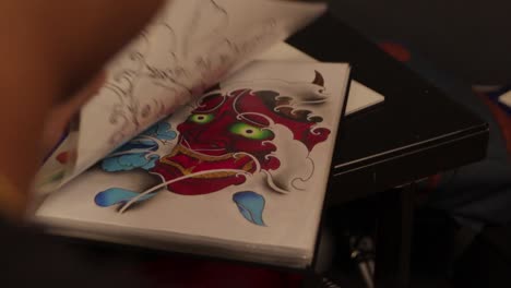 japanese tattoo designs: oni mask and peony