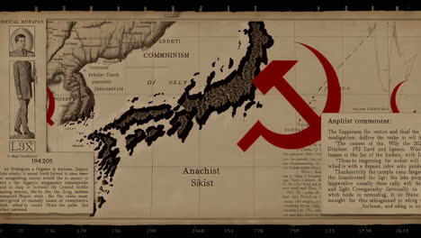 1940s political map of asia with propaganda elements