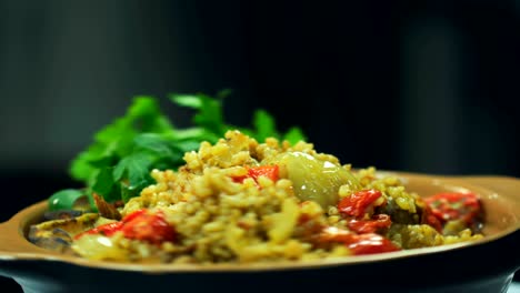 rice pilaf with beef rotating