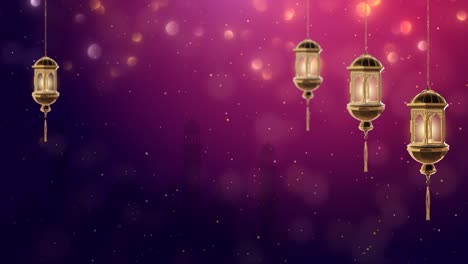 ramadan lanterns and mosque silhouette