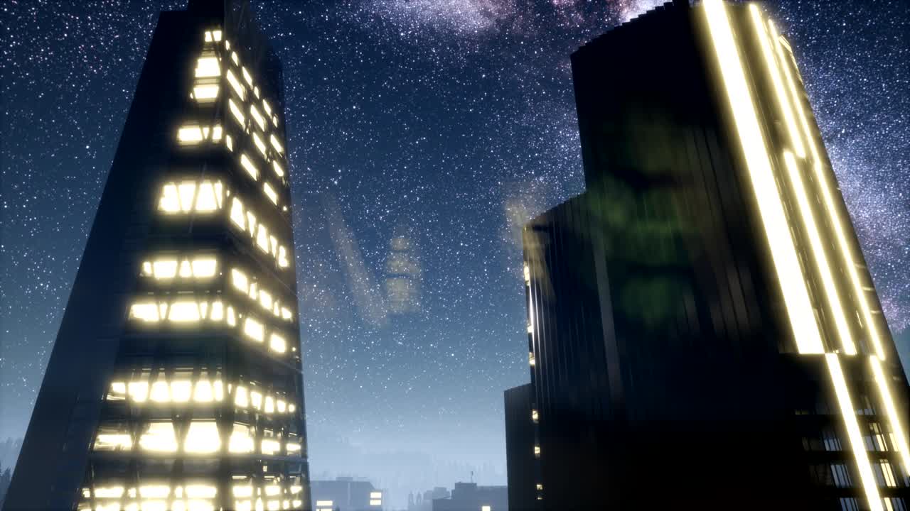 rascacielos de la ciudad por la noche