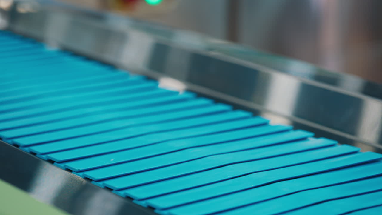 Close-up of a Conveyor Belt in a Factory