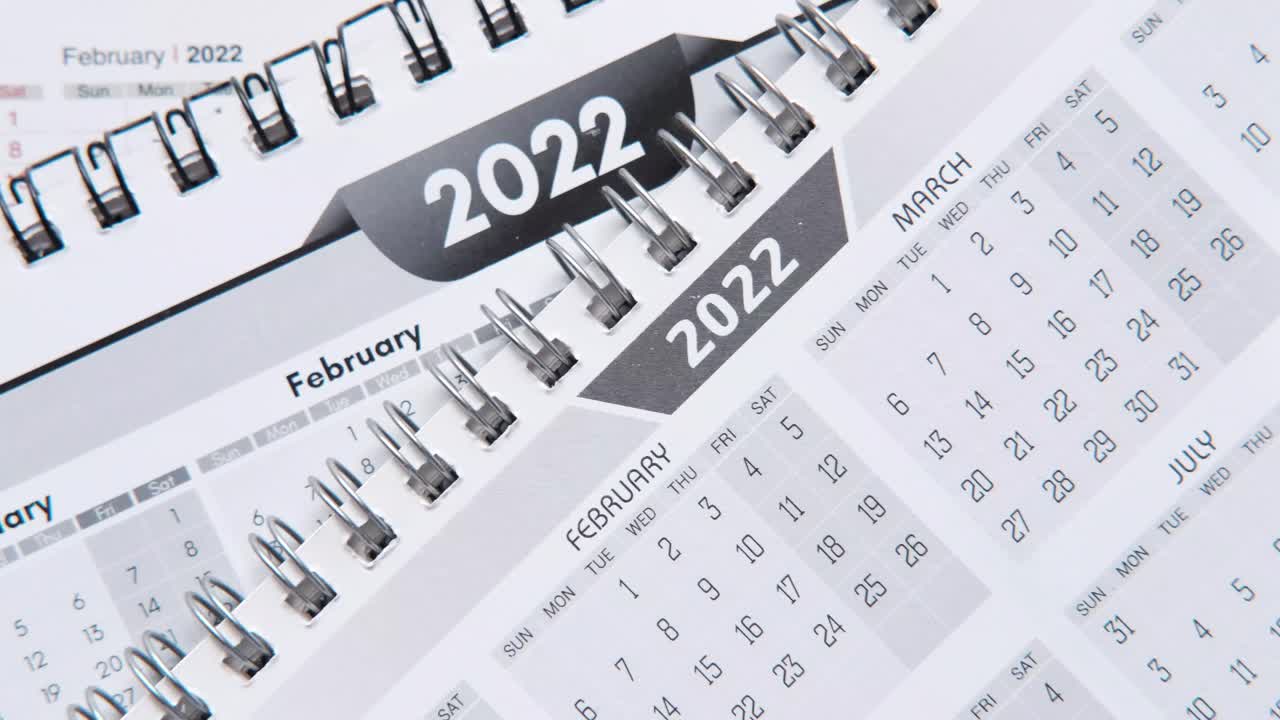 primer plano de un calendario de 2022