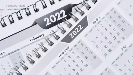 close-up of a 2022 calendar