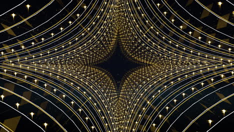 abstract golden moving background loop, futuristic star tunnel style, for stage design, visual projection mapping, music video, tv show, presentation, editors and vjs for led screens or fashion show