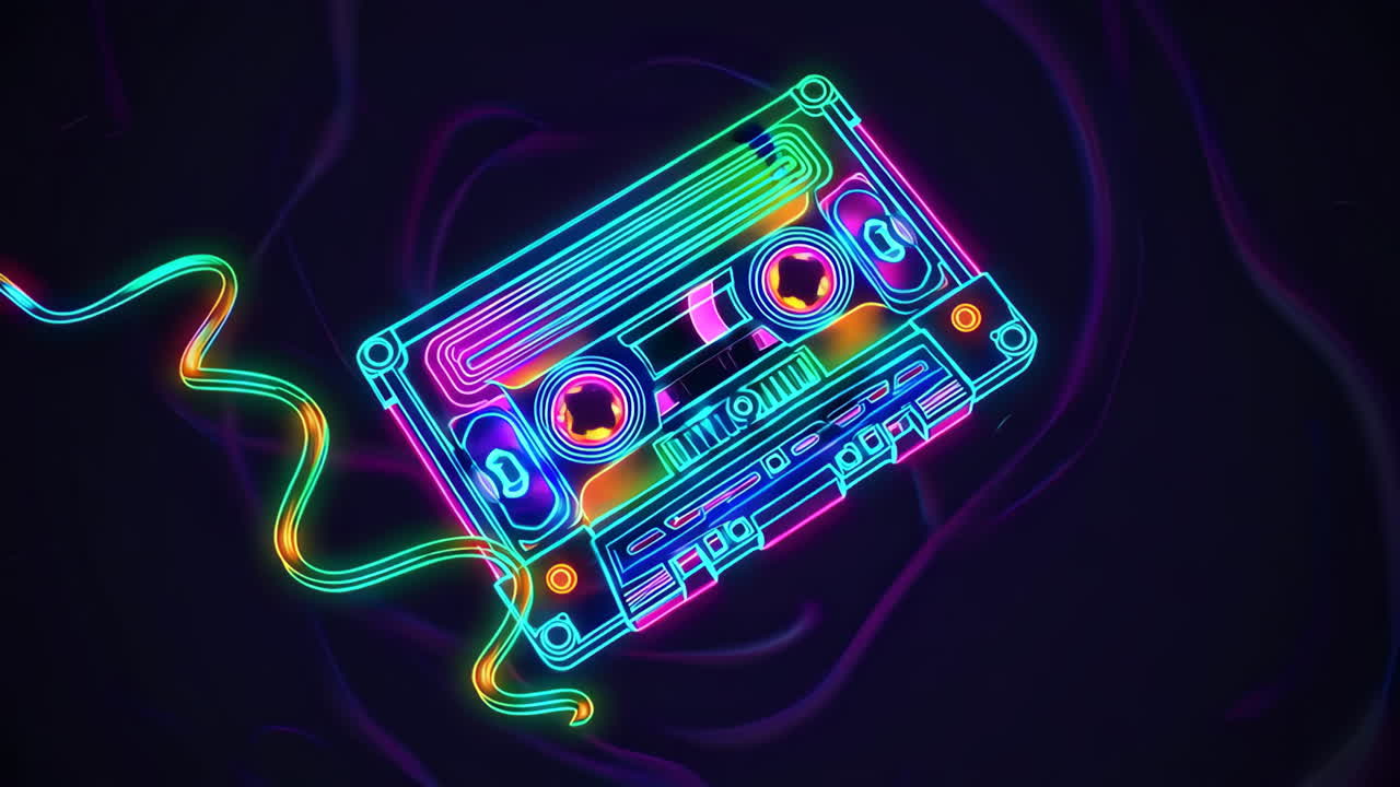 Neon Glow Retro Audio Cassette Tape