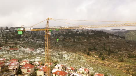 construction site in snowy mountainous area