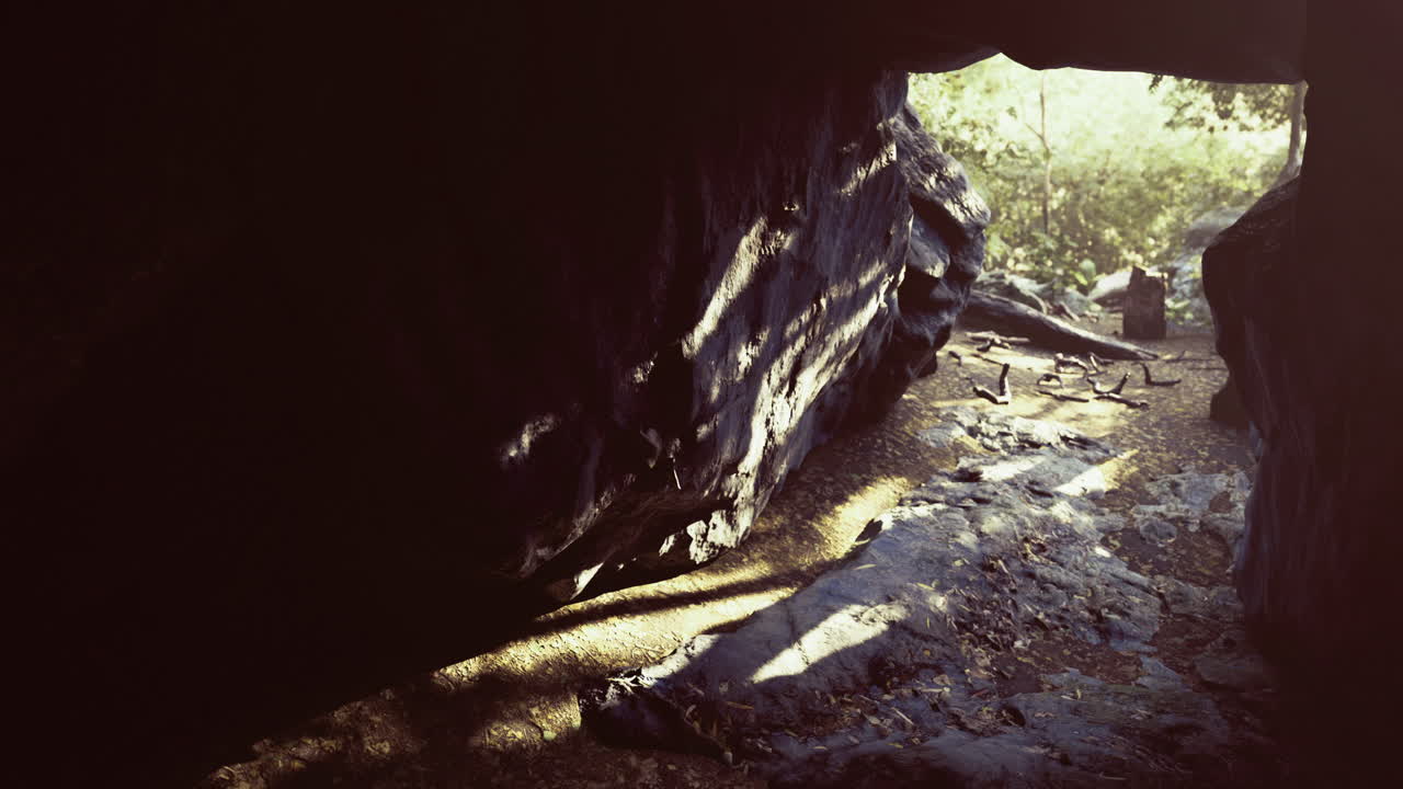 Exploring a hidden cave entrance surrounded by nature in daylight