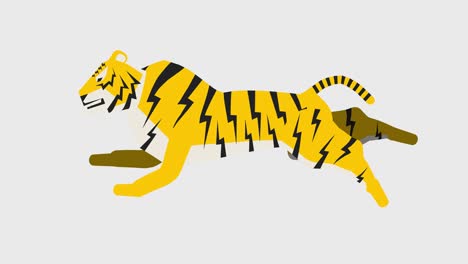 tiger illustration run animation (4k resolution, background transparency)