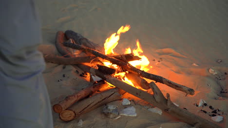 egypt desert local beduin sitting in front of a bonfire over the sand during a cold night outdoor adventure concept