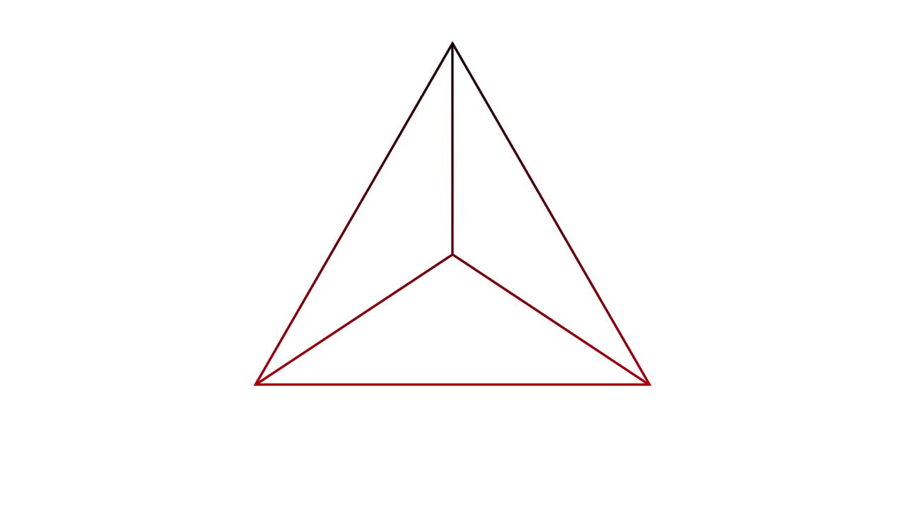 las animaciones circulares rojas se forman sobre triángulos en un video conceptual de movimiento digital.