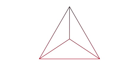 las animaciones circulares rojas se forman sobre triángulos en un video conceptual de movimiento digital.