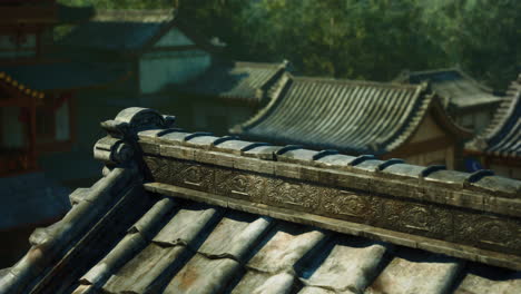 close-up of ornate chinese temple roof