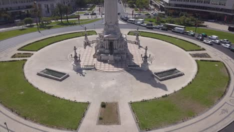 portugal day time lisbon city marquess of pombal square traffic circle panorama 4k